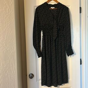 Max Studio Black Dress w/ White Polka Dots